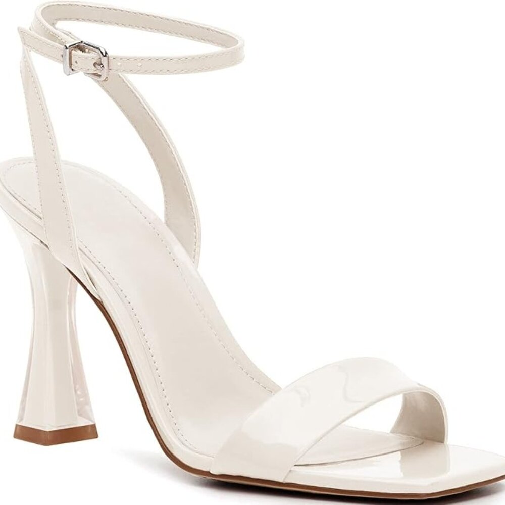 Juliet Holy (Beige) Womens Ankle Strap Buckle Heeled Sandals - 8M - NIB